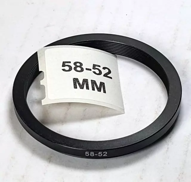 58-52mm Step-Down Lens Filter Converter Adapter Ring 58mm-52mm Metal E58 to E52