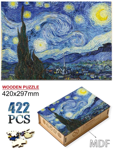 Starry Night Wooden Jigsaw Puzzles Games Kids Oil Painting Intellectual Toys