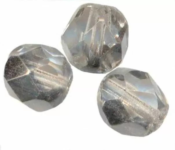 20 PERLES FACETTES DE BOHEME  8 mm CRISTAL COMET ARGENT LIGHT