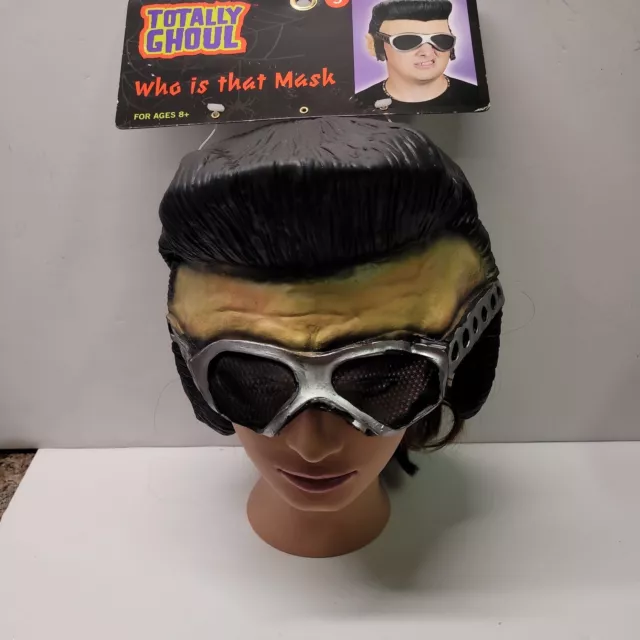 Elvis Presley Rockabilly Greaser Halloween Rubber Face Mask Sideburns/ vtg 2002