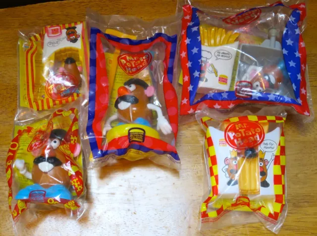 1998 Burger King Mr. Potato Head Complete Set of 5 Toys - New in Sealed Packages