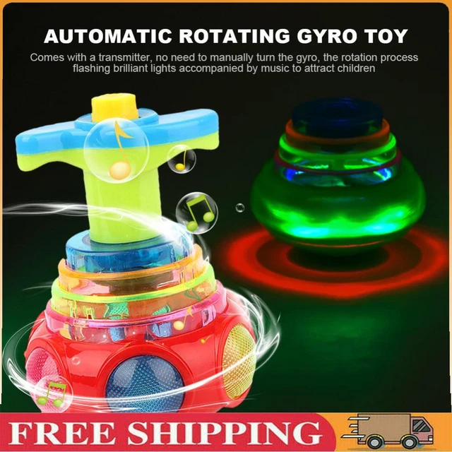 Colorful Flashing Gyro Toy with Launcher Music Rotating Toy for Kids Party Gifts