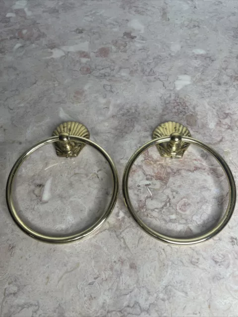 Shell, nautical, hand towel rings, solid brass, Gatco