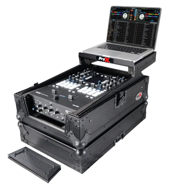 ProX XS-RANE72LTBL Case Fits Rane 72 w/ Laptop Shelf-2 DJ Mixer,Silver on Black