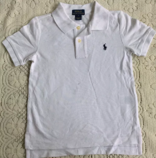 New Ralph Lauren Boys Cotton Polo-shirt S-8 Years-White