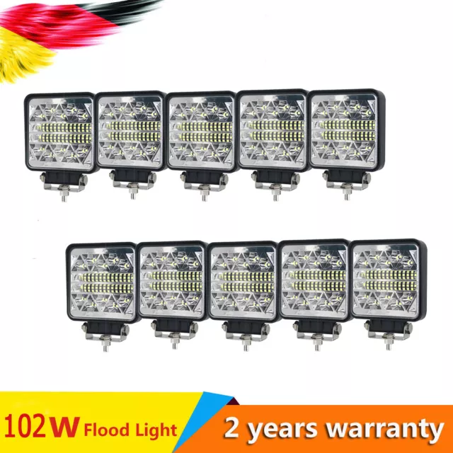 10x 102W Phares de Travail LED Feux Worklight Flood Offroad Projecteur Tracteurs