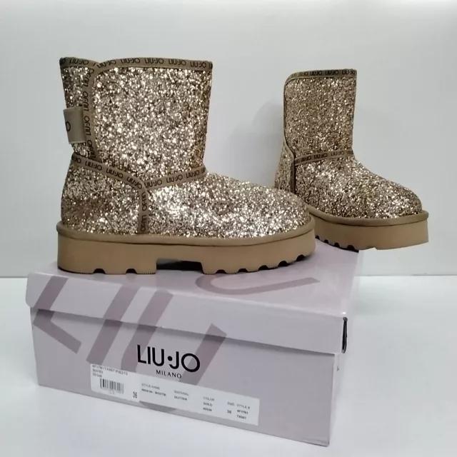 Liu Jo Nina 64 Glitter Schnee Boots Gold Gr.36 Uvp 299.- Glammer Stiefel Winter