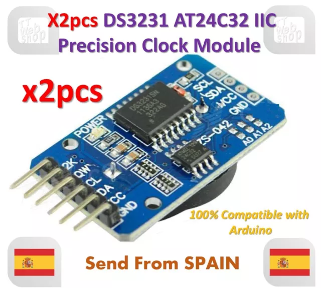 x2pcs DS3231 AT24C32 IIC Module Precision Clock Module DS3231 for Arduino