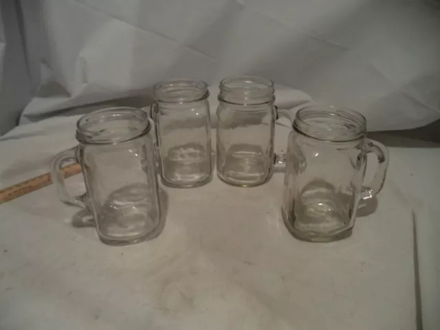 Lot of 4 " Golden Harvest"Handled Drinking 16 oz. Glasses / Jars / Mugs-Plain