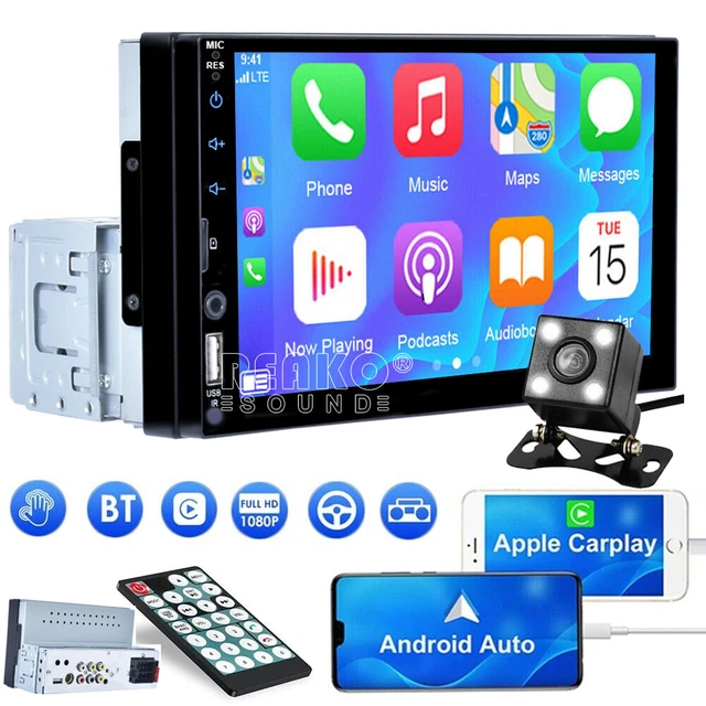 Single Din Car Stereo Radio 7" Touch Screen Bluetooth Apple CarPlay Android Auto