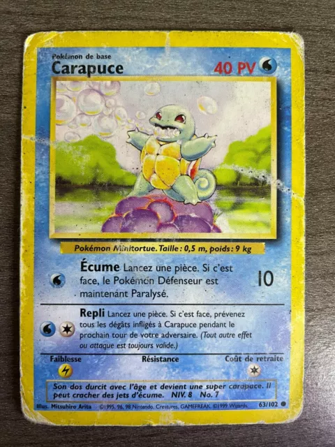 Carte Pokemon CARAPUCE 63/102 Set de Base 1999 Wizards FR