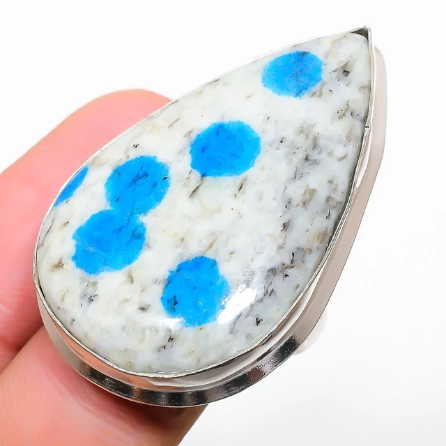 K2 Blue Azurite Gemstone Handmade 925 Sterling Silver Jewelry Ring Size 6.5