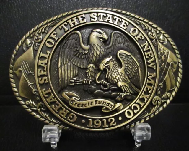 TONY LAMA State Series Collection Great Seal of NEW MEXICO Brass Belt Buckle NM