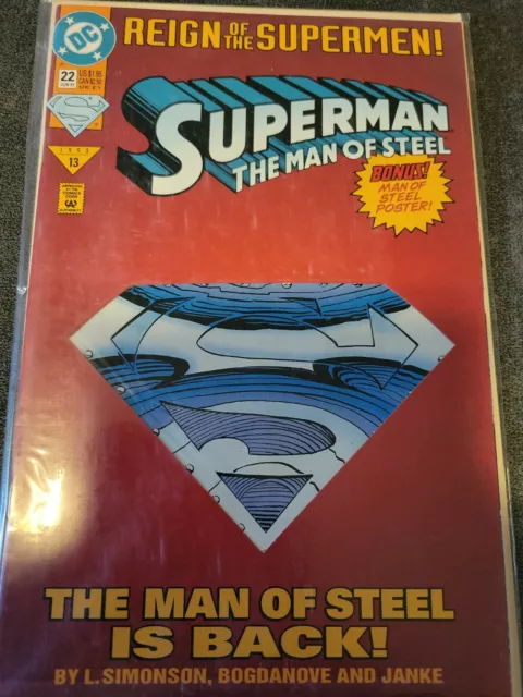 Superman The Man of Steel #22 June 1993 DC Comics First appearance of Steel