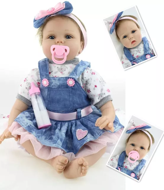22" Reborn Baby Dolls Handmade Vinyl Silicone Soft Realistic Newborn Doll Gifts