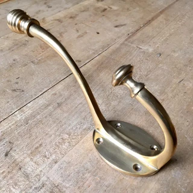 X1 EXTRA LARGE 8” Coat Hook Solid Brass QUALITY Heavy Reproduction Victorian