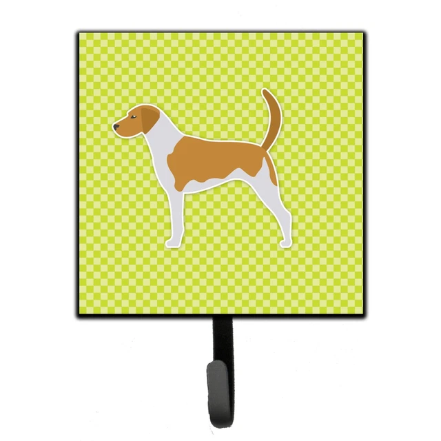 "Caroline's Treasures American Foxhound Checkerboard Green Leash or Key Holde...
