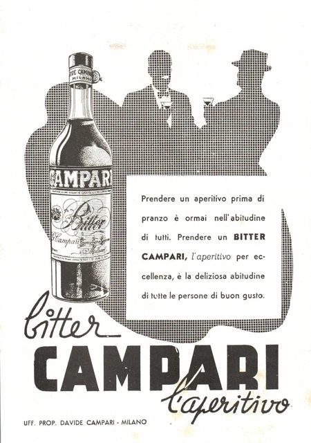 Z5592 Bitter CAMPARI l'aperitivo, Illustrazione, Pubblicità 1951, Vintage Ad