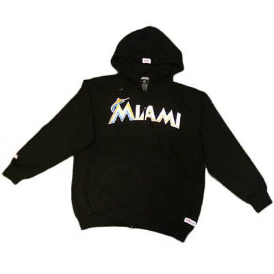 MLB Florida Miami Marlins Nuovo Logo Medio Md Nero Blk Hoodie Felpa Maglione