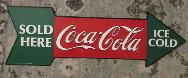 1990 27 Inch Arrow Coca Cola Sold Here Ice Cold Sign A