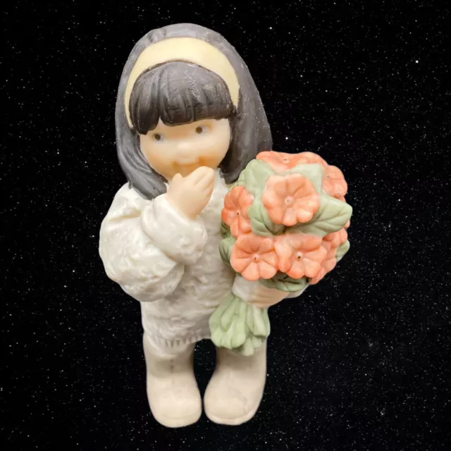 Kim Anderson Pretty As A Picture Girl Holding Bouquet Of Flowers 4.5”T 2”W