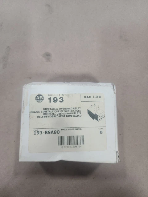 New Surplus Allen Bradley 193-BSA90 bimetallic overload relay  0.60 to 1.0 amp