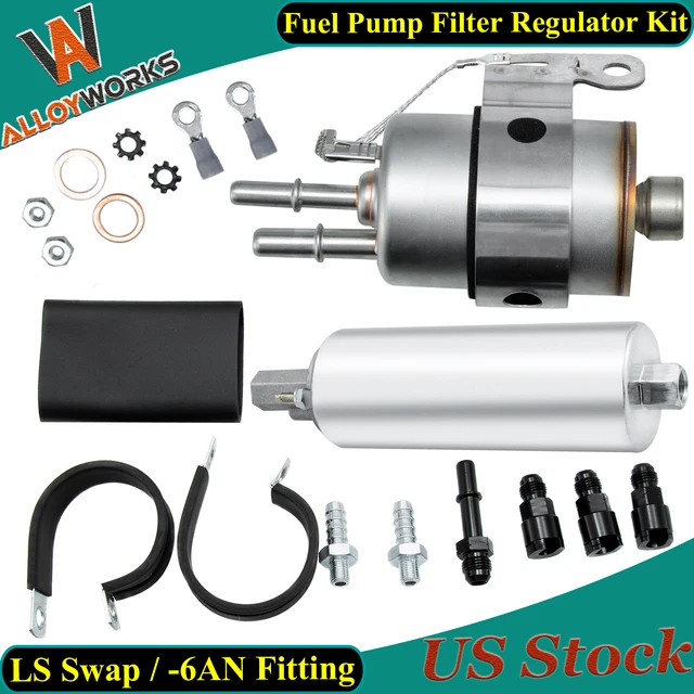 FUEL FILTER & Regulator EFI Fuel Pump Kit LS Returnless 6 AN Engine