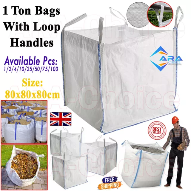 1-100x Bags 1 Tonne Ton Jumbo Waste Builders Garden Storage Sack Fibc Aggregate
