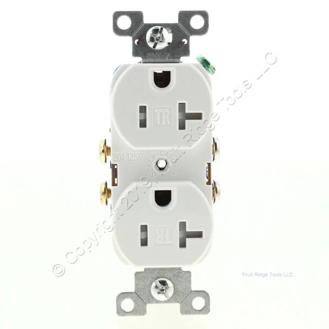 Cooper White Tamper Resistant Grounding Duplex Receptacle 20A 125V 5-20R TR370W