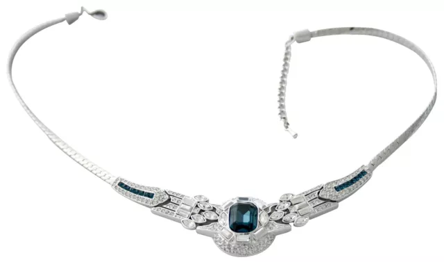 Art Deco Sapphire Blue Swarovski Crystal Choker Ari D Norman
