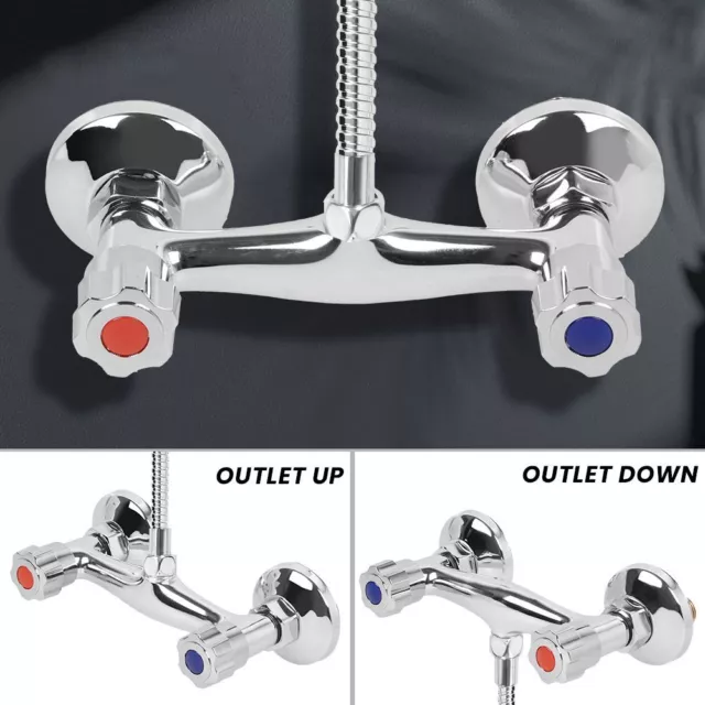 Wall-Mounted Bathroom Shower Mixer Taps Bar Brass Valve Twin Outlet Chrome 1/2"