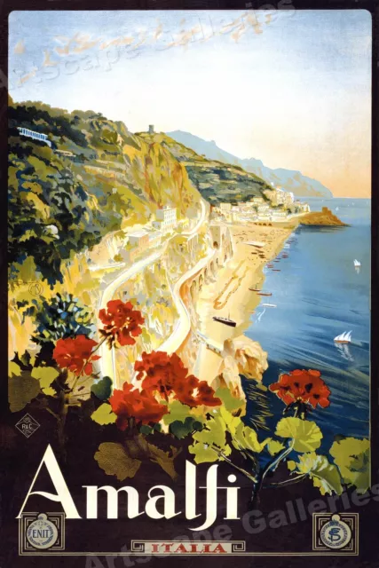 1920s Amalfi Italy Vintage Style Travel Poster Art Print - 24x36