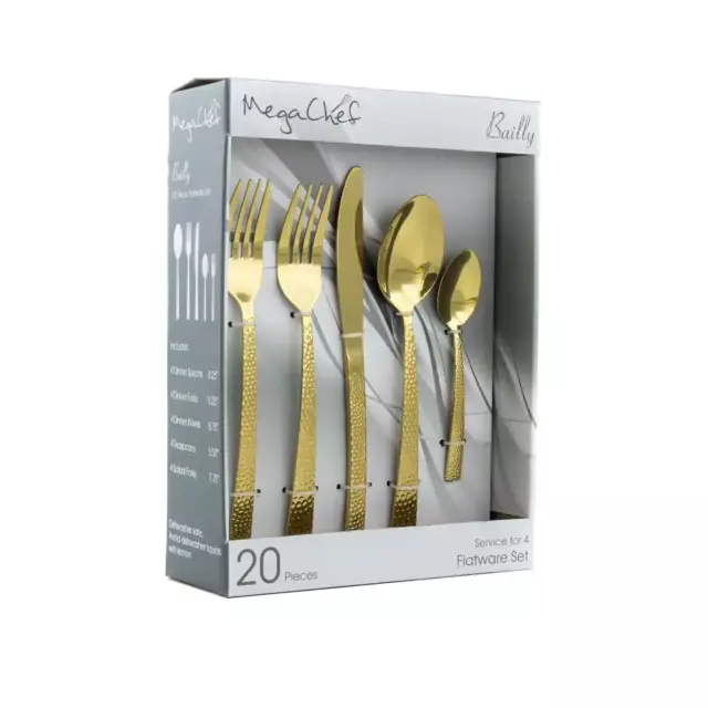 NEW 20-Piece Gold Stainless Steel Flatware Set (Service for 4)