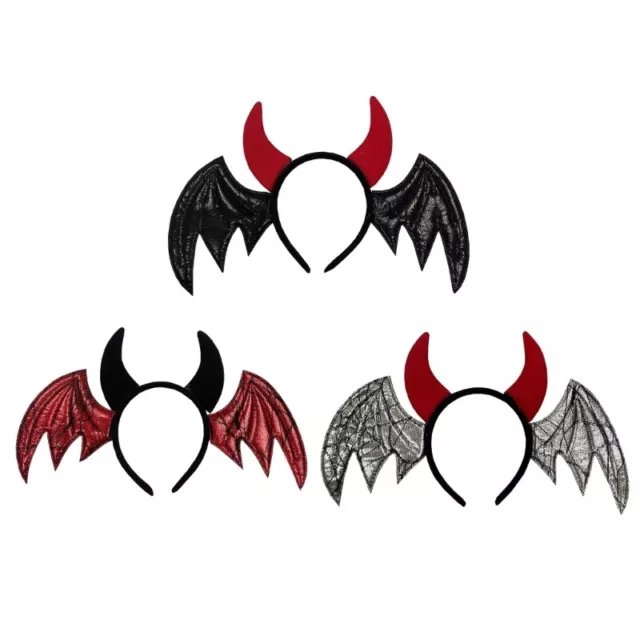 Bat Wing&Devil Horn Hair Hoop Woman Photography Halloween Cosplay Headband