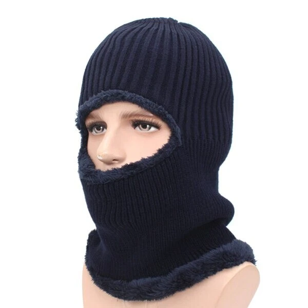 Gorro Cálido de Lana de Invierno con Máscara y Bufanda de Punto de Piel Suave
