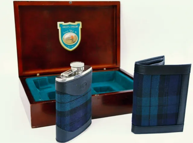 Ascot & Taylor St.Andreus Scotland Box Set Flask/Wallet Tartan Scottish Checked