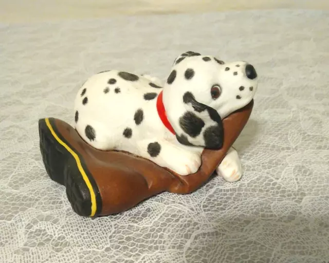 Prinston Gallery Hand Crafted Porcelain Dalmation Figure" Mischief A Foot" 1994