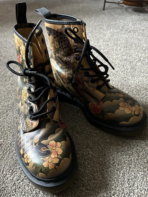 DOC DR MARTENS X Evisu Wagara Tattoo Sleeve Koi Fish Boots Size 5UK RARE VGC 155.00 PicClick UK