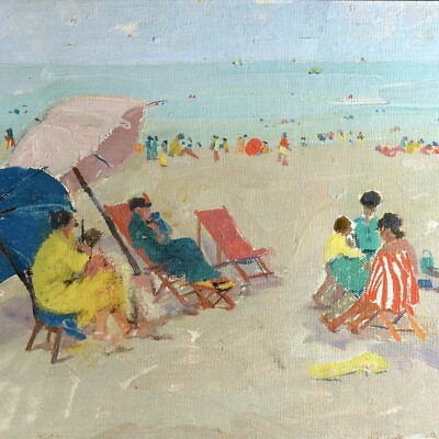 Tela Montato Pannello Germaine Cardo Fille Di Paul Gauguin La Plage Cardo Olio 