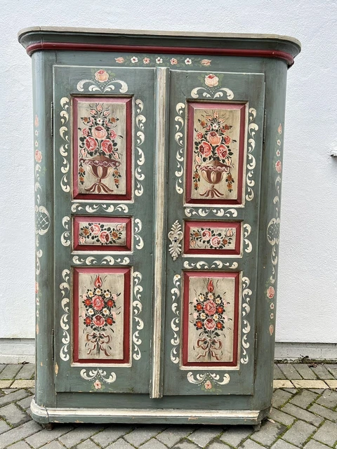 Divine Rare Antique Alpine Decorative Art Armoire Cupboard Storage Country House