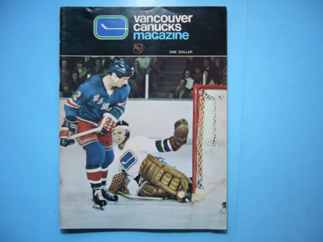 1971/72 Vancouver Canucks Vs New York Rangers Program Rod Gilbert Dunc Wilson