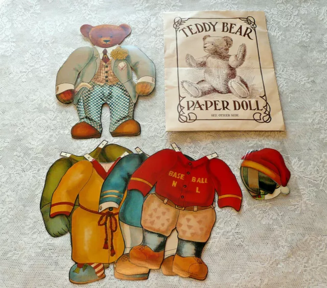 B. Shackman 1984 ~ Old Fashioned JUMBO TEDDY BEAR PAPER DOLL & COSTUME SET