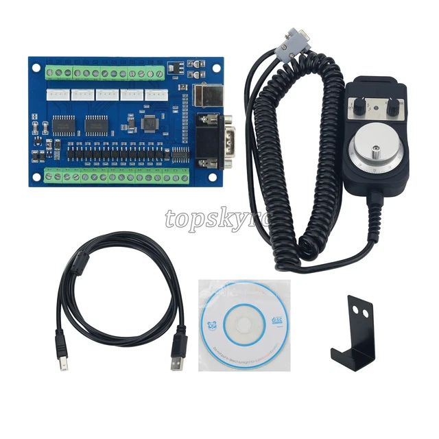 CNC DRIVER BREAKOUT Board USB MACH3 5 Axis with MPG Handwheel+Control ...