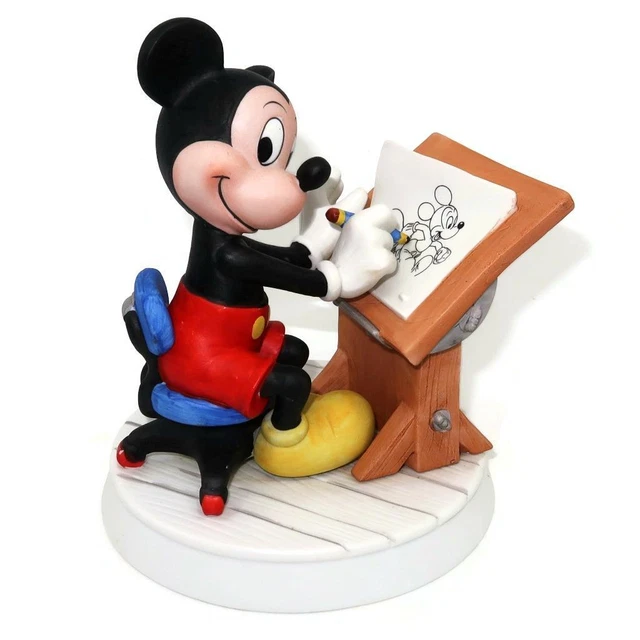 Vintage Disney Porcelain Figurine Mickey Mouse Self Portrait Signed Tim ODonnell