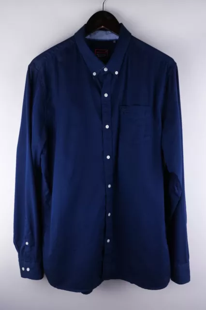 Superdry Men Casual Shirt Regular Fit Blue Cotton size XL