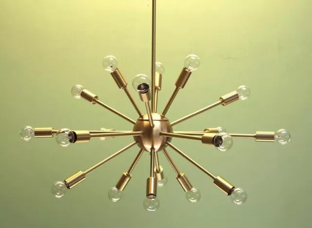 18 Lights Mid-century Sputnik Chandelier Light Fixture,Brushed Brass