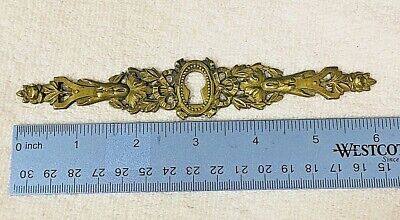 Victorian Looking Key Hole Cover Brass Tone Metal Fancy Roses Bows Leaves