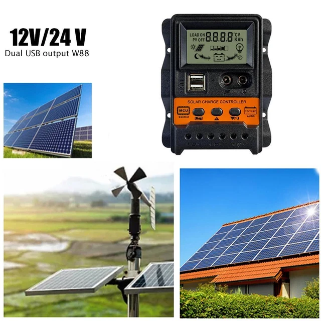 Usb Solar Controller DUAL USB LCD Solar Charge Controller 12V 24V Solar Panel Charger ...