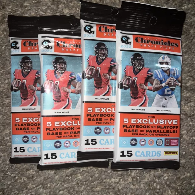2022 Chronicles Draft Picks Football NEW & Sealed Panini Fat Pack 15 Cards X4!