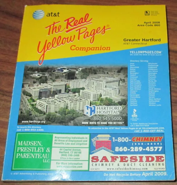 April 2008 Greater Hartford Yellow Pages Phone Book
